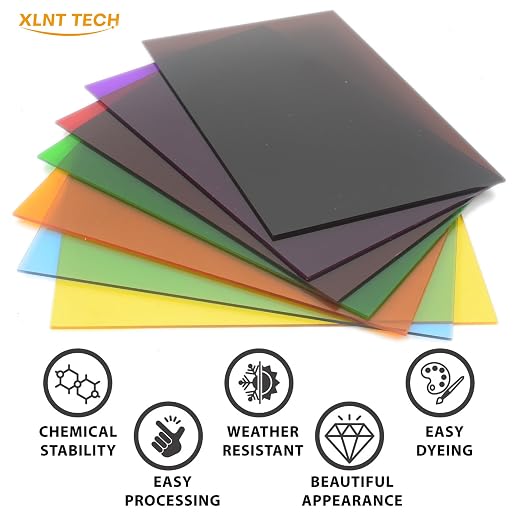 7 Pieces & 7 Colors 8" x 12" x 0.118" Transparent Colored Cast Acrylic Sheets - Image 6