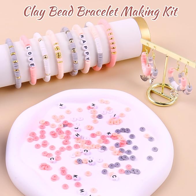 Wuollgess 3500 PCS Pink Gray Clay Beads - Image 2