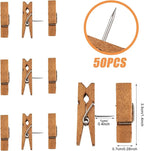 50 PCS Push Pin with Wooden Clips, Durable Wooden Push Pins, Decorative - Image 2