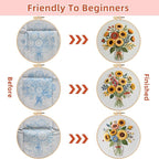 Herdiese Embroidery Kits for Beginners & Adults, 3 Sets Sunflower Patterns | - Image 3