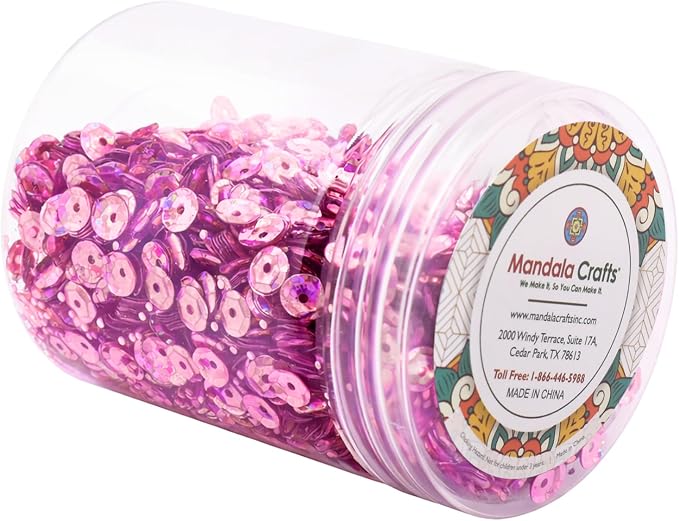 Mandala Crafts 6mm Cup Holographic Light Pink Sequins - Image 4