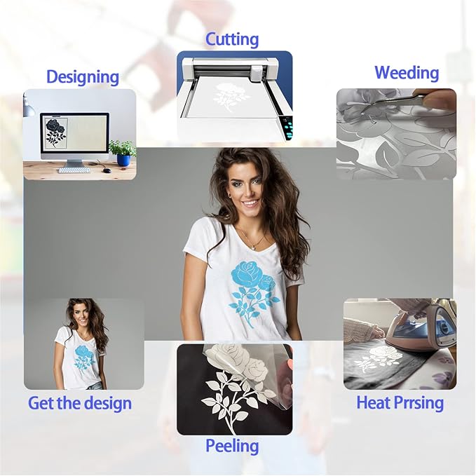 Puff Vinyl Heat Transfer 3 Sheets 12"x10"-Pale Blue | 3D Puffy htv Iron on - Image 4
