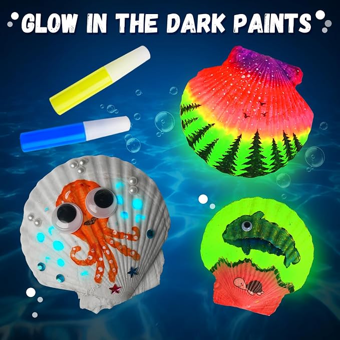 Eleanore's Diary Kids Sea Shell Painting Kit, Glow in The Darkness Painting - Image 3