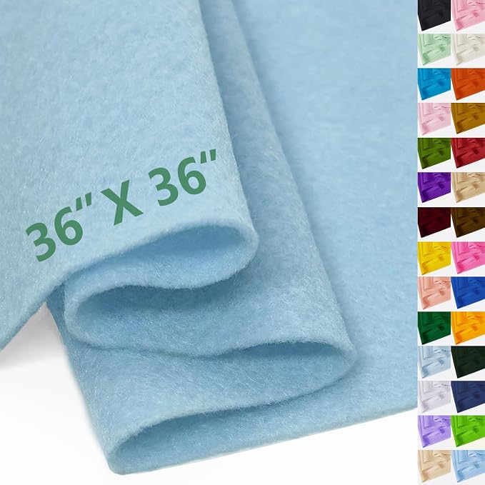 Baby Blue Felt Fabric 36" X 36", 1.6mm Thick Soft and Durable Flexible Craft by FANOMMI