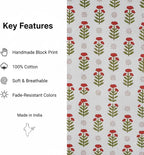 E-Tailor® Hand-Block Printed Pre-Cut Cotton Fabric Ideal - Image 3