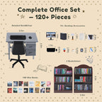 1:12 Scale Mini Desk Set with 100 Mini Books & 2 Bookshelves — Miniature - Image 2