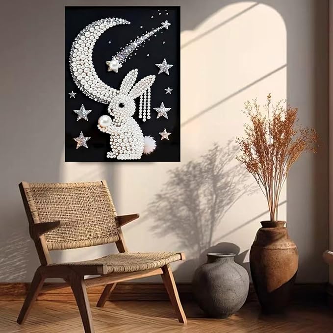 Rabbit Pearl Diamond Art Kits For Adults, Diamond Painting Kit, 12 X 16 Inch - Image 4