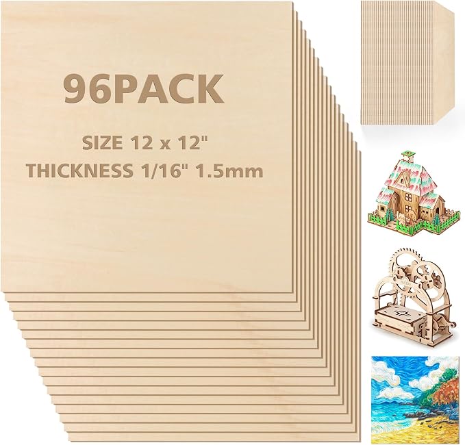 Adrattnay Basswood Sheets 1/16 x 12 x 12 inch by WOODEXPERT