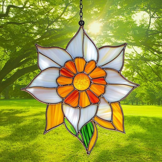 Narcissus Mosaic Style Acrylic Suncatcher Stained Glass Effect Window Car - Image 3