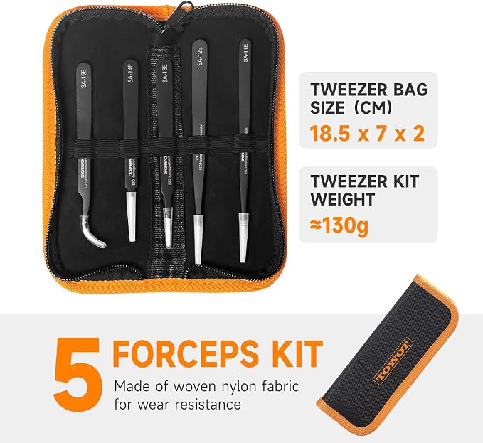 TOWOT Precision Tweezers, Upgraded Anti-Static Stainless Steel - Image 7