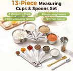 13PCS Measuring Cups and Spoons Set, Premium Heavy Duty Steel Measuring Spoons - Image 2