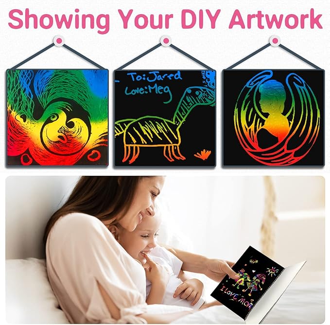 ZMLM Scratch Paper Art-Crafts Gift: 2 Pack Rainbow Notebooks Supplies Toys - Image 3