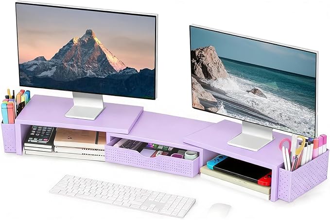 Spacrea Metal Desk Organizers and Accessories, Dual Monitor Stand Riser by Spacrea