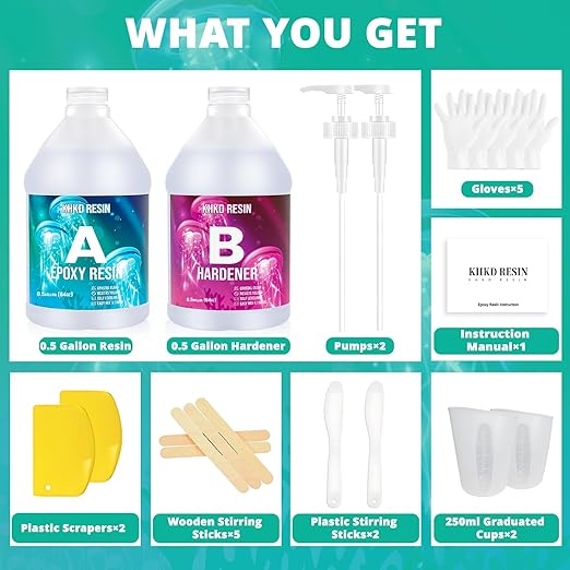 Epoxy Resin, KHKD RESIN 1 Gallon Epoxy Resin Kit-2 Part Crystal Clear Resin | - Image 3