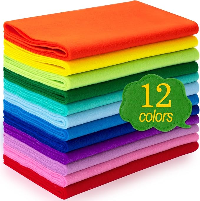 XSEINO 12 Rolls 8"x35" 1.4mm Thick Soft Felt Fabric Sheet 12 Assorted Gradient by XSEINOiscreating%EF%BC%81