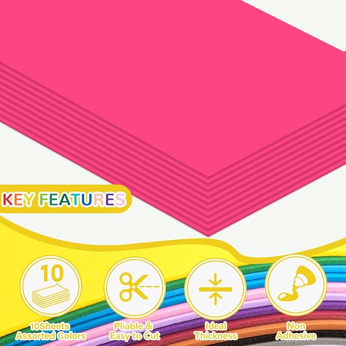 10 Pack Eva Foam Sheets Craft 8 x 12 inch | Foam Paper - Image 3