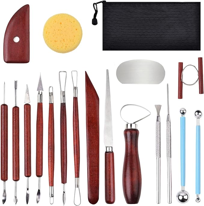 Blisstime 18PCS Clay Sculpting Tools, Basic Clay Pottery Carving Tool Kit by Blisstime