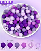 FIVEIZERO 160PCS 15mm Round Silicone Beads, Wear-resistant, Easy-clean - Image 2