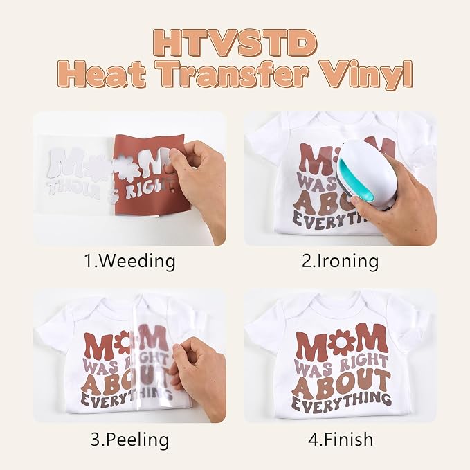 HTVSTD Maroon Brown Boho HTV Heat Transfer Vinyl 8pcs 12×10in | Vivid Color - Image 3