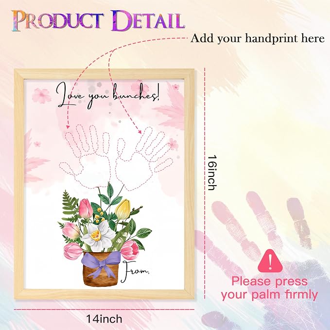 CLUSIVC Mother’s Day Handprint Flower Craft Kit – DIY Flower Bouquet Gift - Image 2