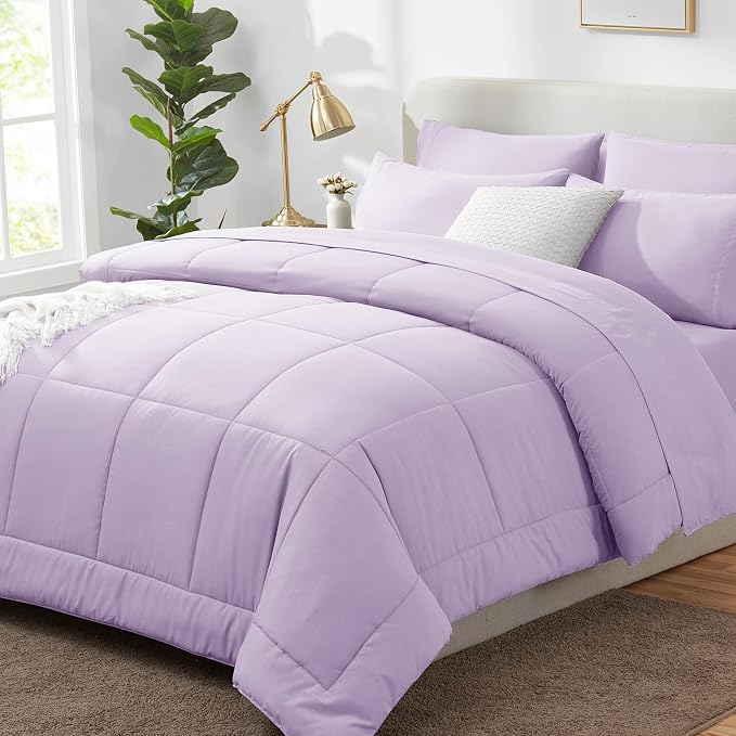 CozyLux Full Size Comforter Sets Lavender, 7 Pieces Bed in a Bag, Light Purple by CozyLux