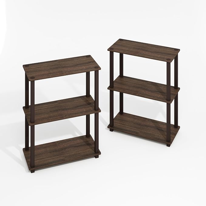 Furinno Turn-S-Tube Storage Shelves Set of 2, 3-Tier Book Shelf, Corner Shelf - Image 6