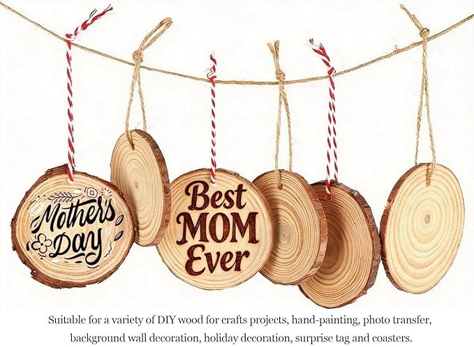 50Pcs Wood Slices for Crafts, 2.4"-2.8" Unfinished Wood Circles for Crafts - Image 2