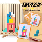 Wooden Colored 3D Russian Block Puzzle Jigsaw Stacking Montessori Toys - Image 2