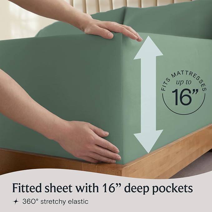LuxClub 5 PC Split King Sheet Set, Breathable Luxury Bed Sheets, Deep Pockets - Image 6