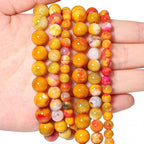 35pcs Round Loose Orange Fire Agate Beads - Image 5