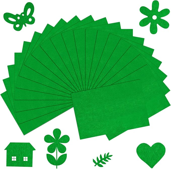 20 Pcs Green Felt Fabric Sheet 8" x 12" Assorted Color Felt Fabric Sheets by Bringsparkletoeverydaylife