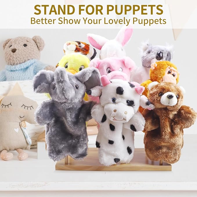 Wooden Puppet Stand, Education Wooden Puppet Tree Store and Display Doll Holder - Image 6