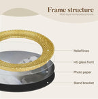 Cuspin 6x6 Round Picture Frame, Vintage Gold 6 inch Circle Frame Rattan - Image 6