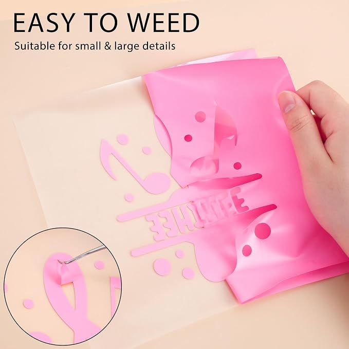 HTVVETUR Pink HTV Iron on Vinyl 12Inch by 35ft Heat Transfer Vinyl - Image 4