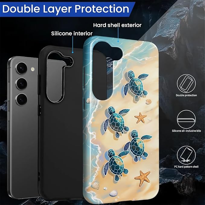 for Samsung Galaxy S23 Plus Case, Sea Turtle Beach Pattern Glossy 2 in 1 - Image 3
