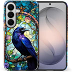 for Samsung Galaxy S26 Case, Crow Faux Stained Glass Pattern Glossy 2 in 1 - Image 2