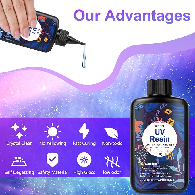 KISREL UV Resin Jewelry Making Kit, 300g Crystal Clear Resin - Image 3