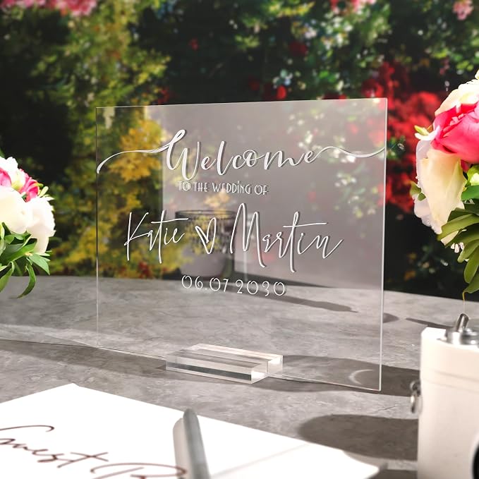 UNIQOOO 10 Pack Clear Blank Acrylic Sign Wedding Table Numbers, 8 x 10 in - Image 2