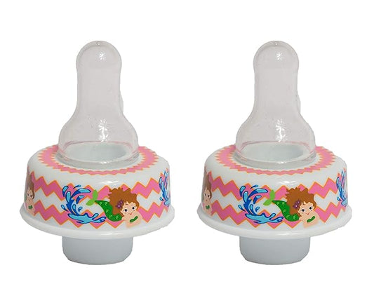 Refresh-a-Baby Reusable Bottle Top Nipple Adapter – Instantly Convert Any Bottle into a Sippy with Soft Silicone Nipples – Ideal for On-The-Go Feeding, BPA-Free, & Easy to Clean Pack of 2 (Mermaid)