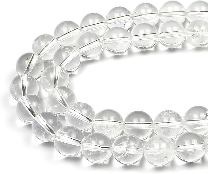 MJDCB 7A Natural White Clear Quartz Round Beads Gemstone Beads by MJDCB
