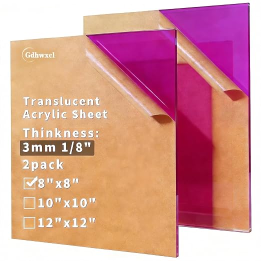 1/8 Thick 8 x 8 inch Translucent Acrylic Sheets by gdhwcxl