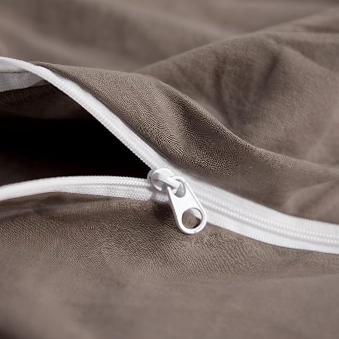 NEXHOME PRO 100% Washed Cotton Duvet Cover Queen Size, Ogranic Natural Linen - Image 8