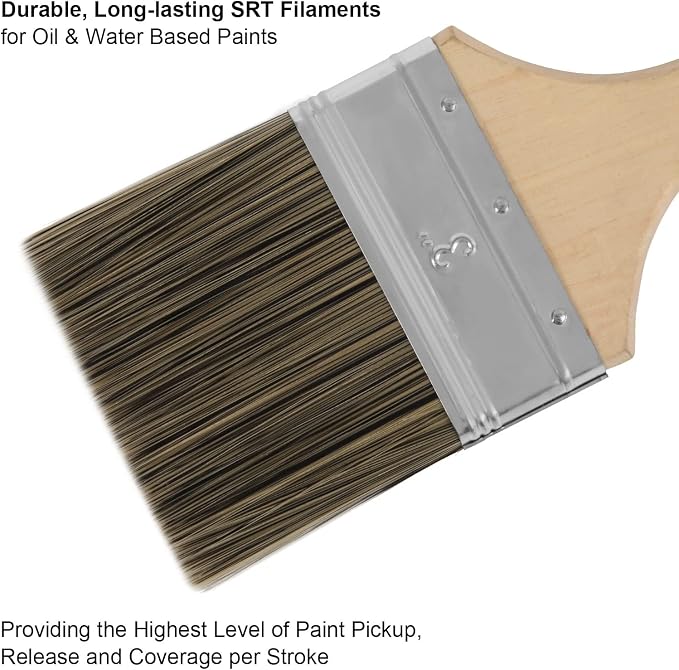 Double Thick Chip Paint Brush, 6 Pack, 3 inch / 75mm Stain Brushes - Image 3