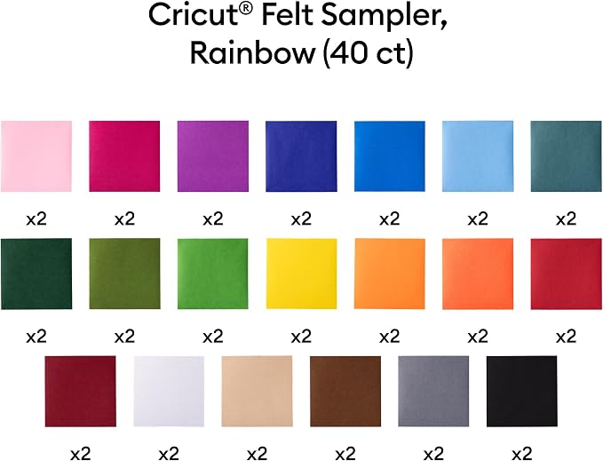 Cricut® Felt Sheets, Rainbow Sampler – 12 in x 12 in | Compatible - 1mm Felt - Image 2