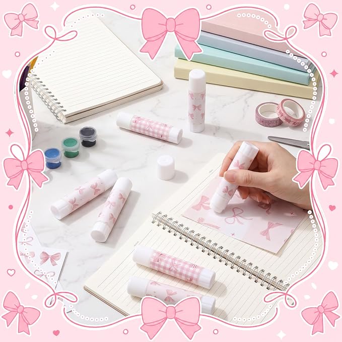 Sabary 100 Pcs Pink Bow White Glue Stick Bulk Washable Glue Sticks 0.32 oz - Image 6