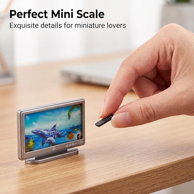 1:12 Scale Miniature TV Set, Tiny Television Dollhouse Furniture Accessories - Image 8