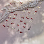 Cherry Nail Art Stickers Summer Cherry Nail Stickers 5D Embossed Gold Cherries - Image 2