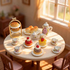 1:12 Miniature Dollhouse Porcelain Tea Cup Set 42 pcs, Kitchen Accessories - Image 6