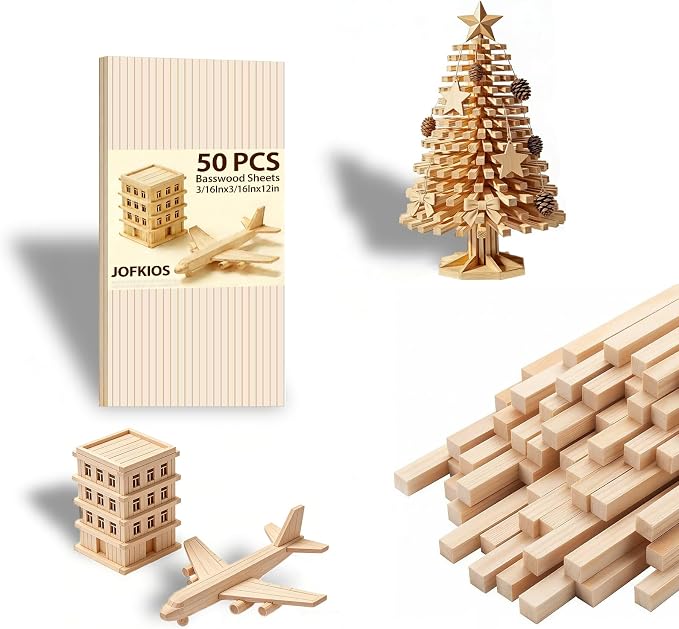 50PCS Square Wooden Dowels, 3/16" X 3/16" X 12"Square Dowels | Beautifully by Unknown