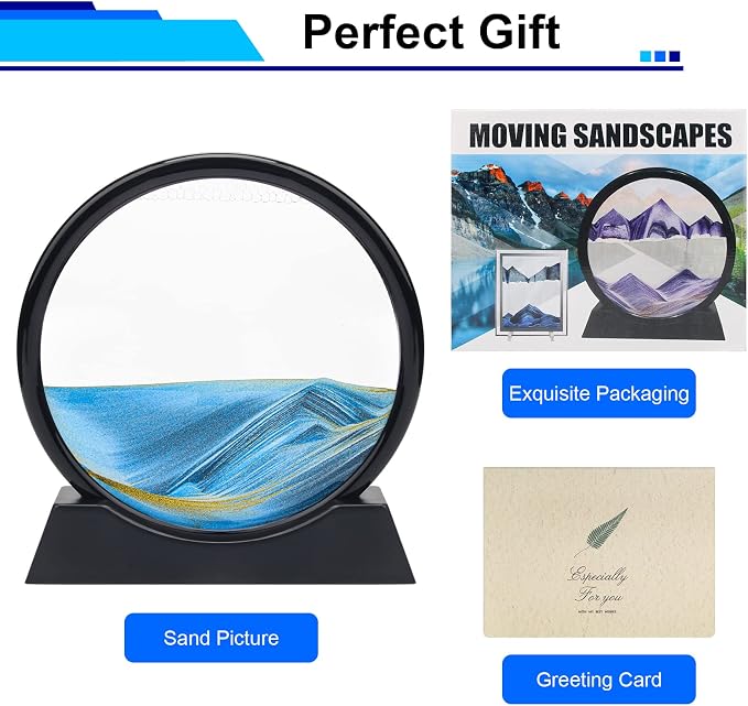 Coitak Moving Sand Art Picture, Round Glass Dynamic Sand Picture, Desktop Sand - Image 7
